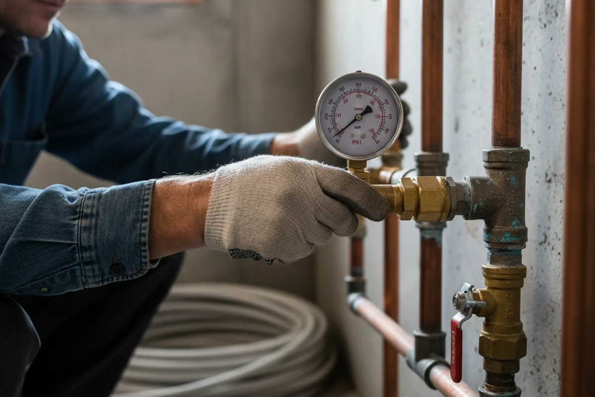 Pressure testing a repaired line during Water Line Repair in Madera